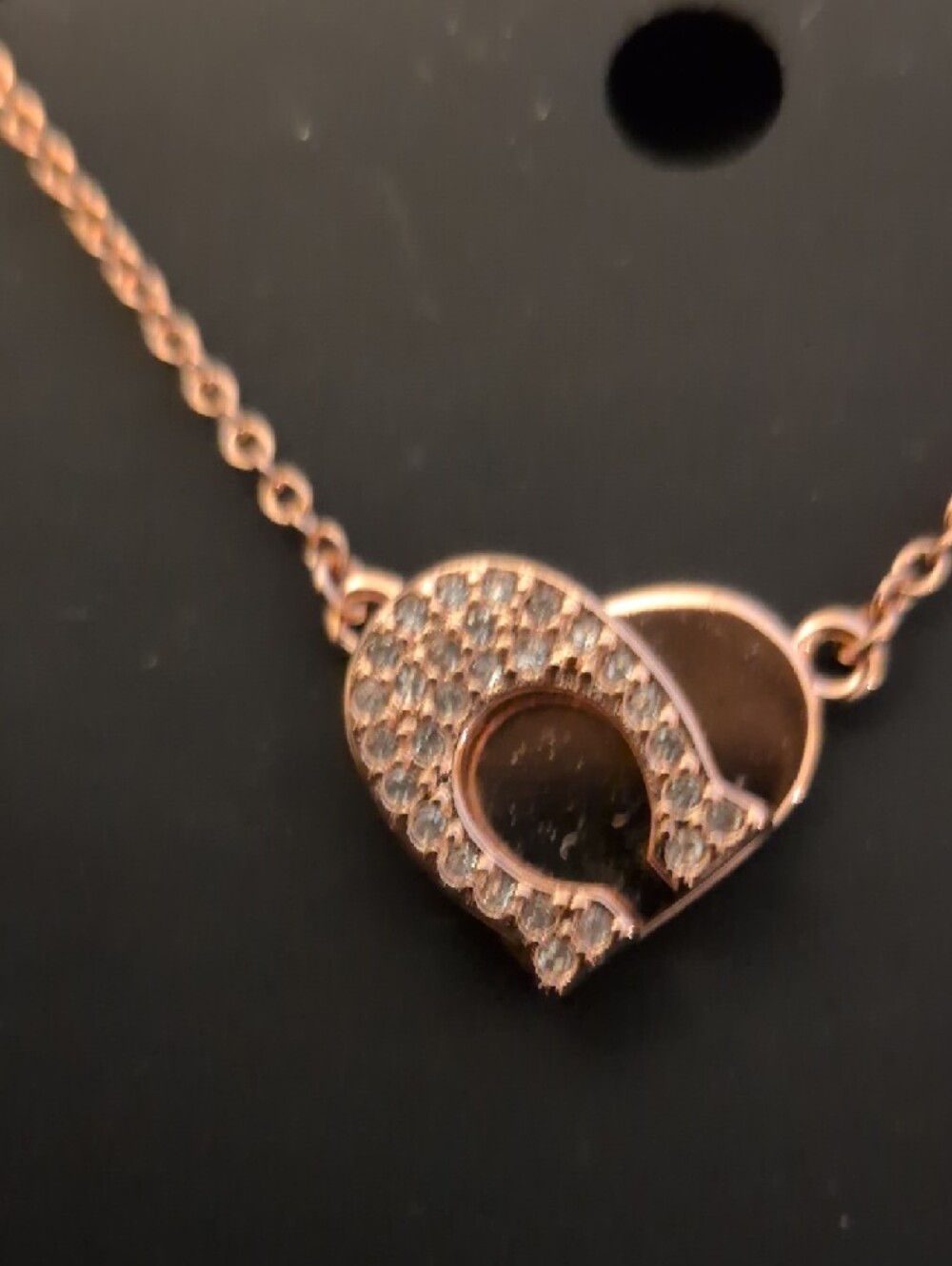 COACH Rose Gold Heart and Horseshoe Pendant Necklace - Picture 2 of 7